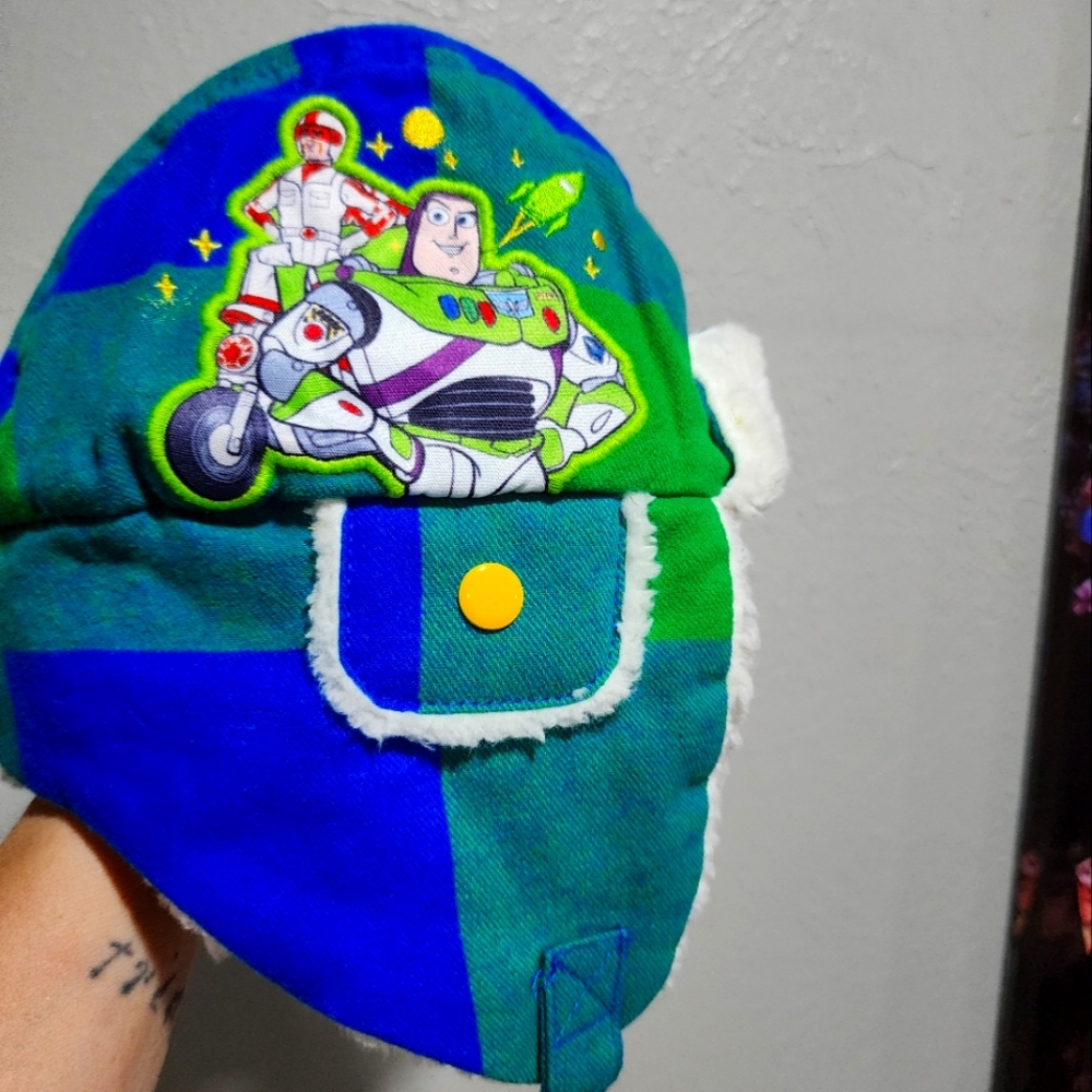 #13 Disney Green and Blue Trapper Hat with Ear Flaps